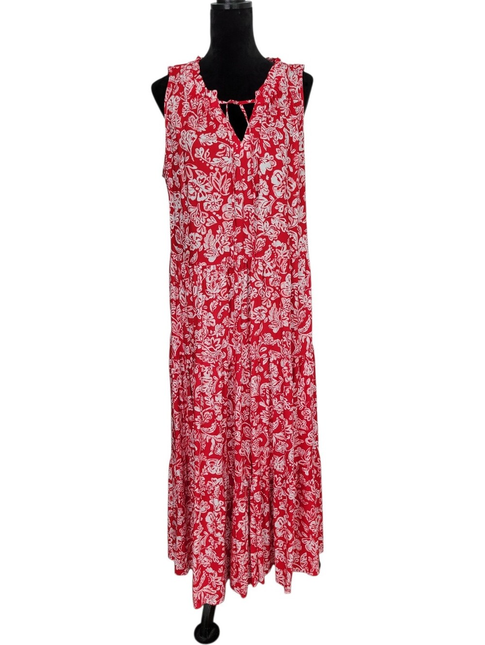 croft & barrow Red and White Floral Sleeveless Maxi Dress